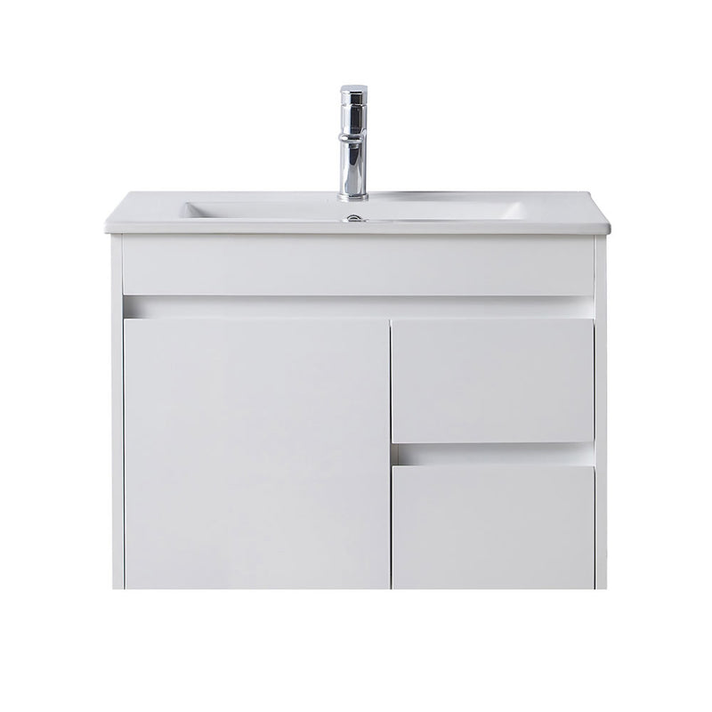 BNK Naga 750mm Wall Hung PVC Vanity Right Hand Drawer 1TH Inc. Ceramic Basin