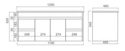 Naga 1200mm Wall Hung PVC Vanity 1TH Inc. Ceramic Basin