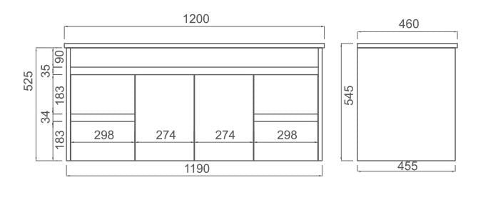 Naga 1200mm Wall Hung PVC Vanity 1TH Inc. Ceramic Basin