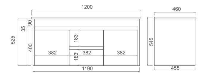 BNK Naga 1200mm Wall Hung PVC Vanity Double Basin 1TH Inc. Ceramic Basin