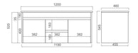 Naga 1200mm Wall Hung PVC Vanity Double Basin 1TH Inc. Ceramic Basin