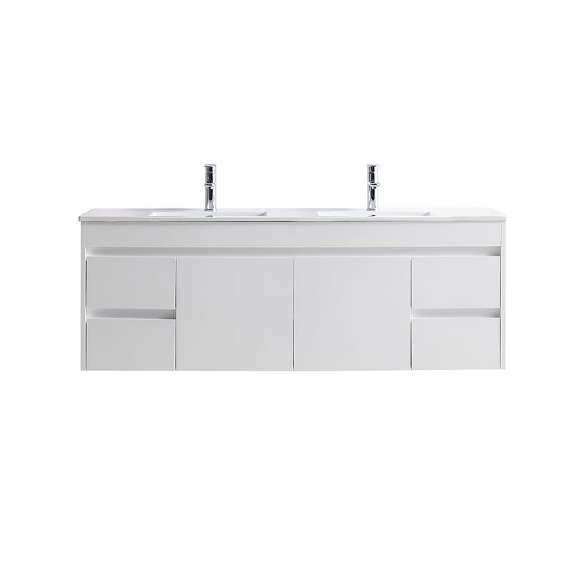 BNK Naga 1500mm  Wall Hung  PVC Vanity Double Basin  1TH Inc. Ceramic Basin