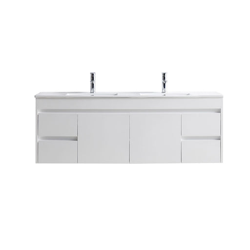 Naga 1500mm  Wall Hung  PVC Vanity Double Basin  1TH Inc. Ceramic Basin