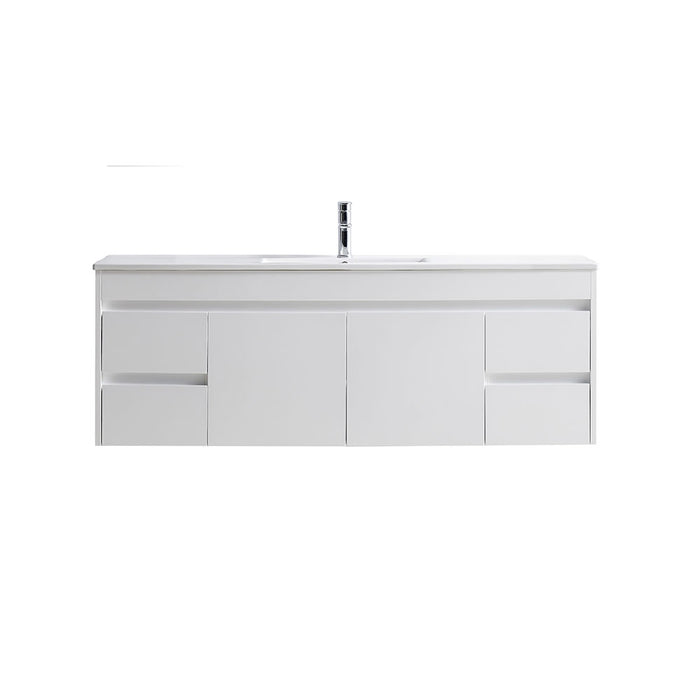 Naga 1500mm  Wall Hung  PVC Vanity 1TH Inc. Ceramic Basin