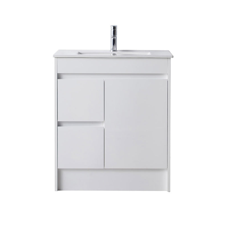 BNK Naga 750mm Floorstanding PVC Vanity Left Hand Drawer 1TH Inc. Ceramic Basin