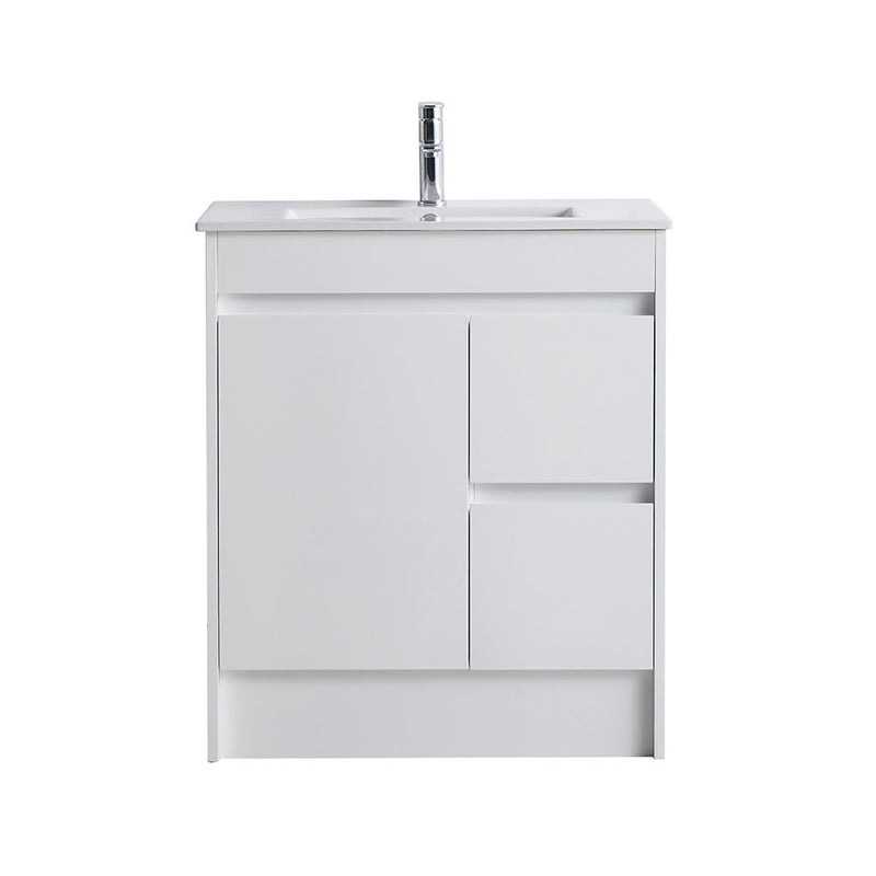 BNK Naga 750mm Floorstanding PVC Vanity Right Hand Drawer 1TH Inc. Ceramic Basin