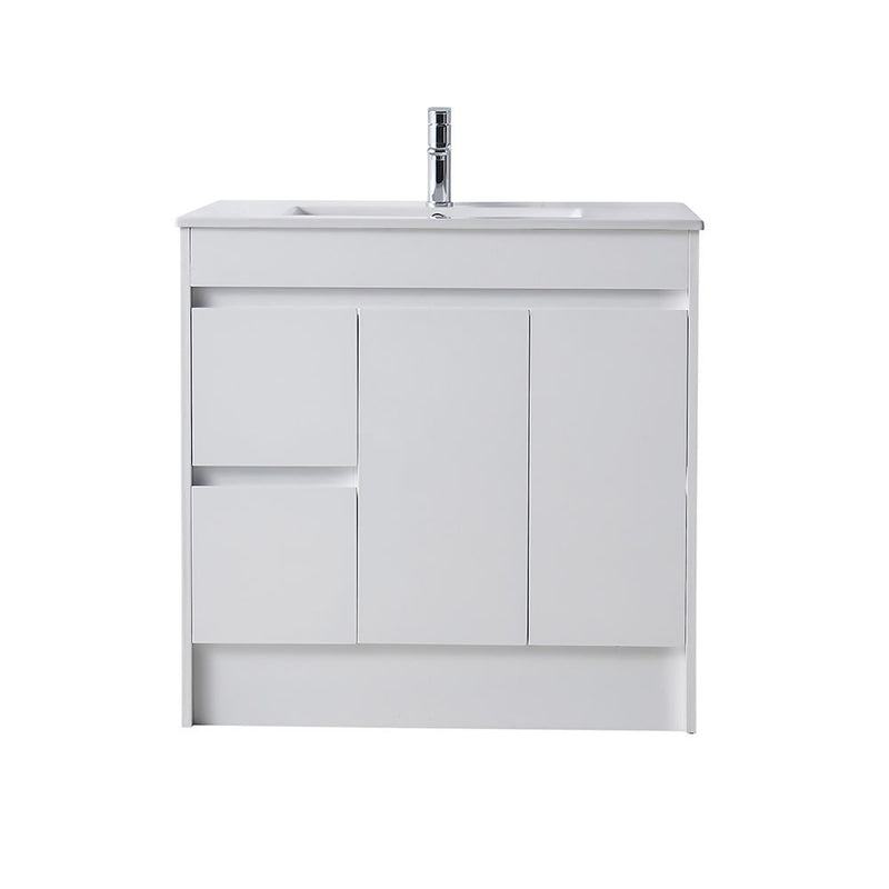 BNK Naga 900mm Floorstanding PVC Vanity Left Hand Drawer 1TH Inc. Ceramic Basin