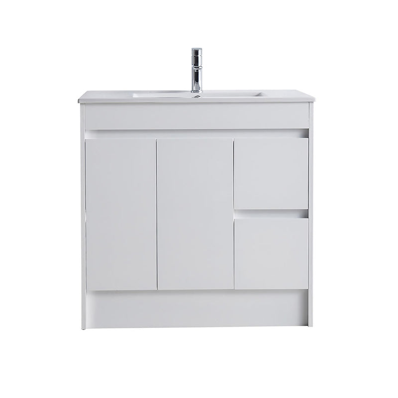 BNK Naga 900mm, Floorstanding, PVC Vanity, Right Hand Drawer, 1TH Inc. Ceramic Basin