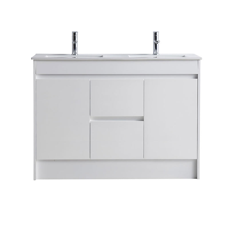 BNK Naga 1200mm Floorstanding PVC Vanity Double Basin 1TH Inc. Ceramic Basin