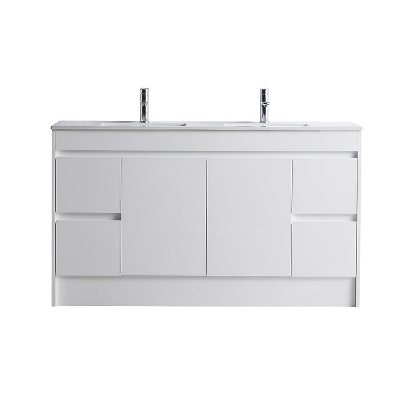 BNK Naga 1500mm  Floorstanding PVC Vanity Double Basin 1TH Inc. Ceramic Basin