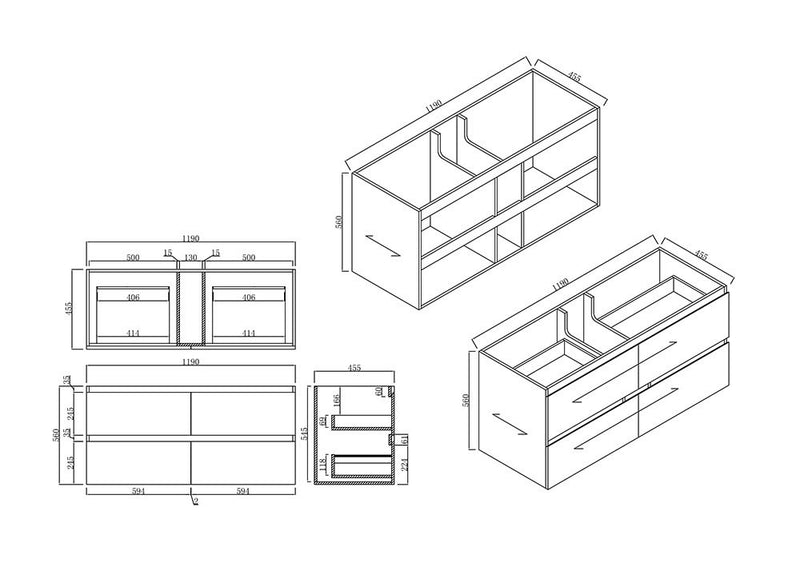 BNK Naga 1200mm Wall Hung All Drawer Plywood Timber Wood Grain 1TH Inc. Single Ceramic Basin