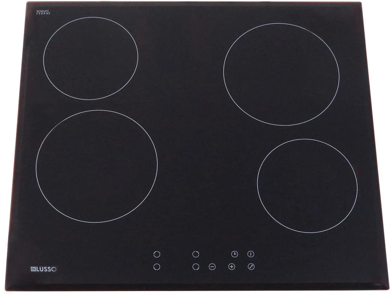 Dilusso Appliances 600mm Electric Ceramic Cooktop - 4 Zones - Bevelled Edged Schott Glass with Touch Controls