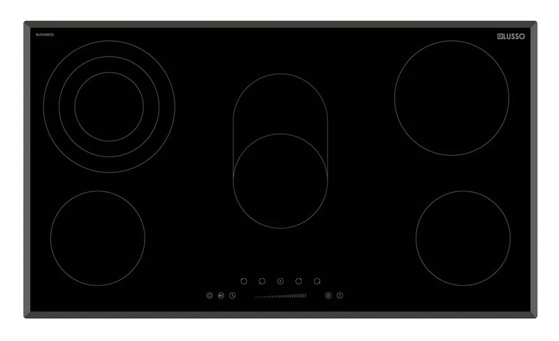 Dilusso Appliances 900mm Electric Ceramic Cooktop - 5 Zones - Bevelled Edged EuroKera Glass with Touch Controls
