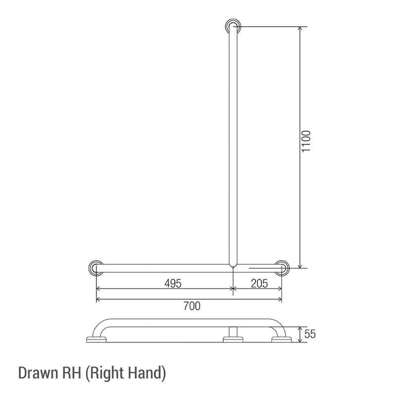 Conserv Clam® Flange Shower Recess Inverted "T" Grab Rail
