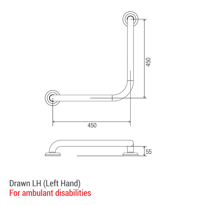 Conserv Clam® Flange 90° Ambulant Grab Rail 450mm x 450mm