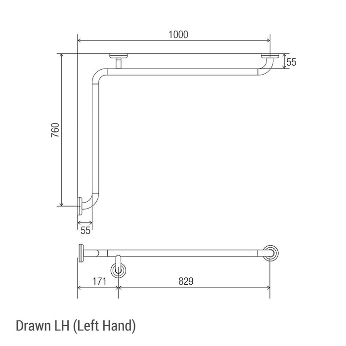 Conserv Clam® Flange Corner Grab Rail 760mm x 1000mm