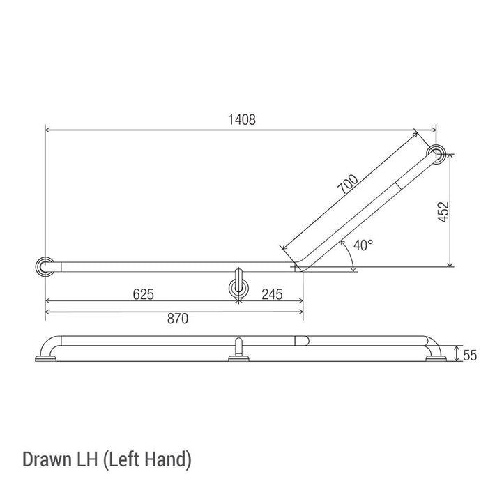 Conserv Clam® Flange 40° Accessible Grab Rail 870mm x 700mm