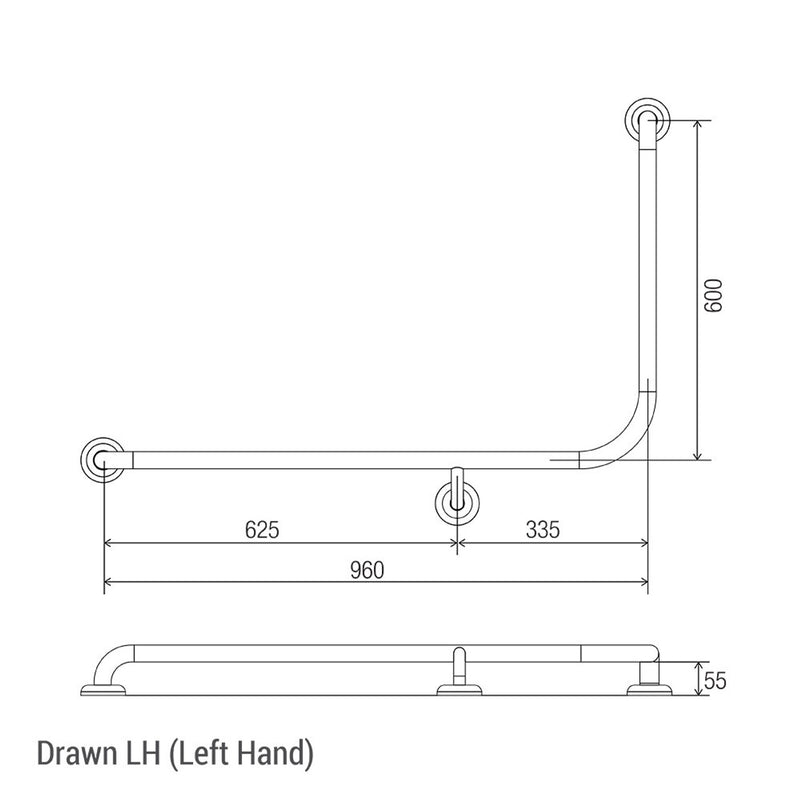 Conserv Clam® Flange 90° Accessible Grab Rail 960mm x 600mm