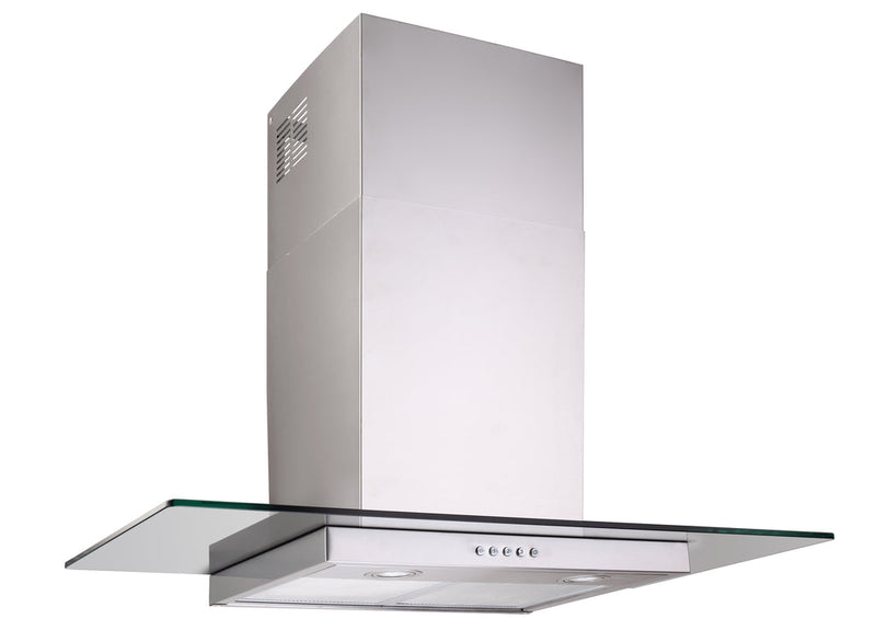 Dilusso Appliances 900mm Stainless Steel Slimline Glass Canopy Rangehood 750m3/hr LED lights