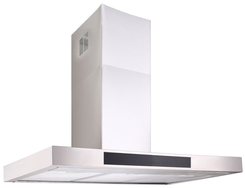 Dilusso Appliances 900mm Stainless Steel with Black Control Panel Canopy Rangehood 1000m3/hr motor, LED light bar