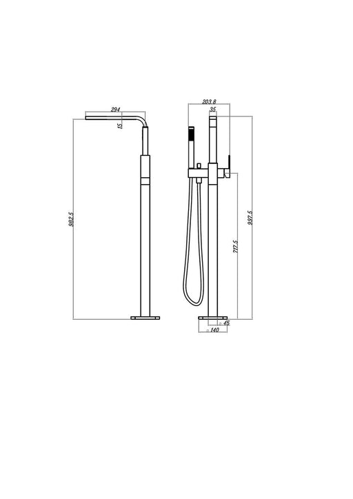 MODERN NATIONAL Chao Freestanding Bath Mixer with Hand Shower