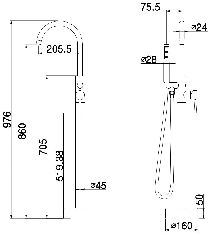 Millennium Cioso Bath Filler W/Handshower