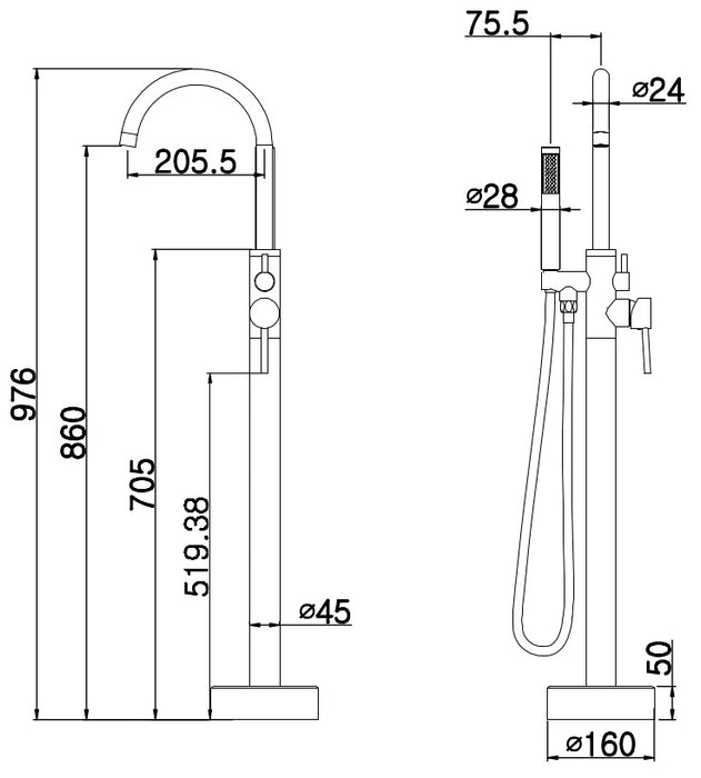 Millennium Cioso Bath Filler W/Handshower