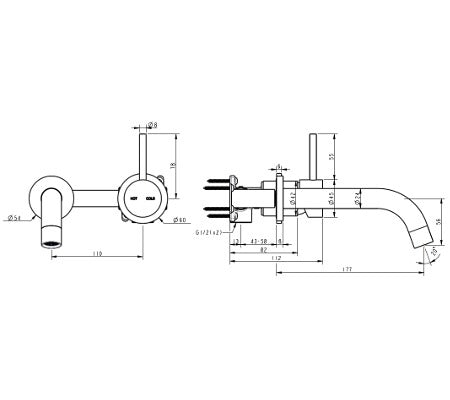 Millennium Cioso Wall Basin Mixer Separate Plate