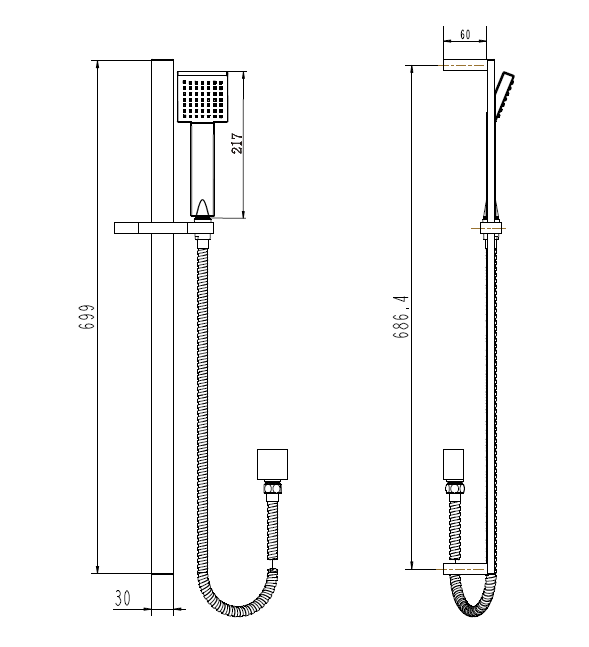 Modern National Chao Shower on Rail Elbow Inlet