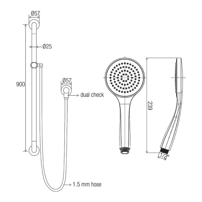 Conserv Comfort Rail Shower Princess Chrome