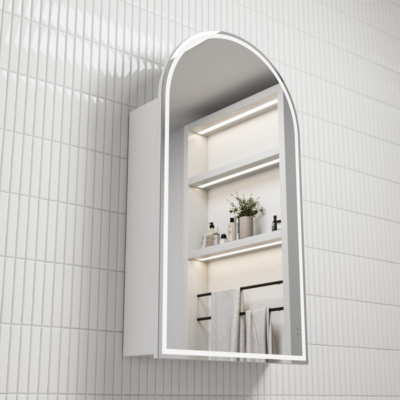 Aulic Canterbury Arch LED Carita Shaving Cabinet matte white