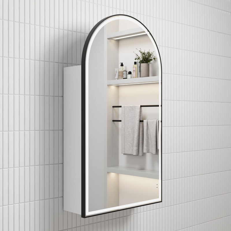 Aulic Canterbury Arch LED Carita Shaving Cabinet matte white matte frame