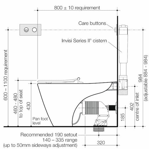 Caroma Care 800 Cleanflush® Wall Faced Invisi Series II® Toilet Suite