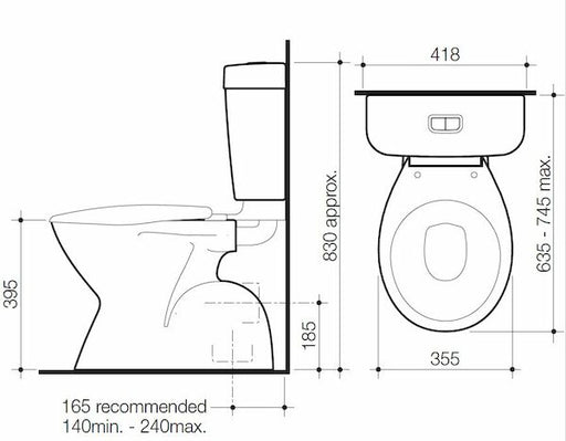 Caroma Aire Concorde Connector Bottom Inlet P Trap Suite