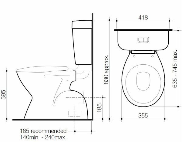 Caroma Aire Concorde Connector Bottom Inlet P Trap Suite
