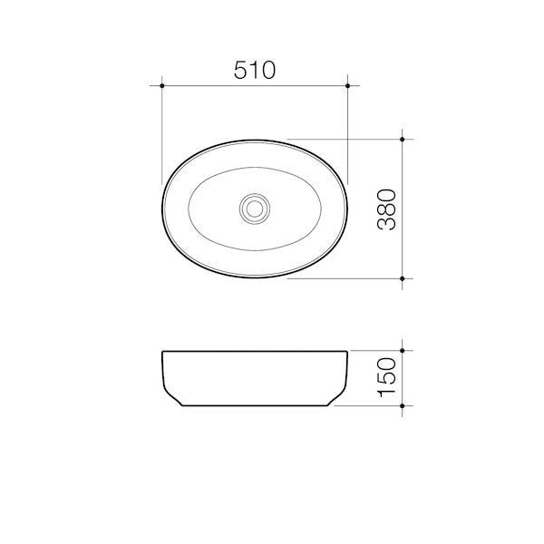Caroma Tribute Above Counter Basin - Oval 510mm