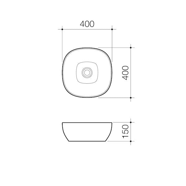 Caroma Tribute Above Counter Basin - Curved Square 400mm