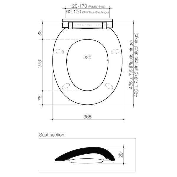 Caroma Caravelle Seat Soft Close Quick Release Hinge with GermGard®