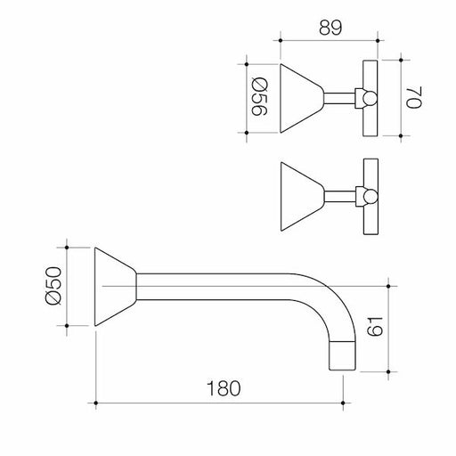 Caroma Classic Cross Wall Basin Set