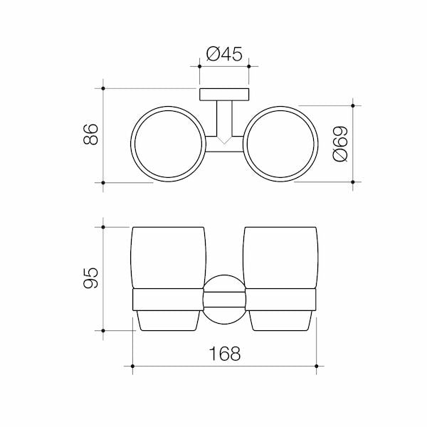 Caroma Cosmo Metal Tumbler Holder - Double