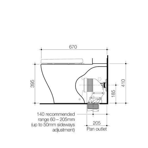 Caroma Luna Cleanflush® Wall Faced Close Coupled Pan + Uni-Orbital® Connector