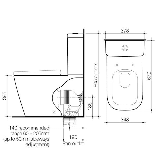 Caroma Luna Square Cleanflush® Wall Faced Toilet Suite BI