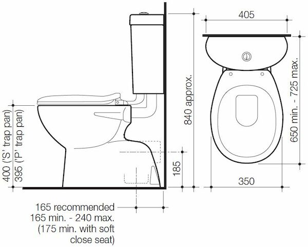 Caroma Profile 4 Trident Connector Bottom Inlet S Trap SC Suite