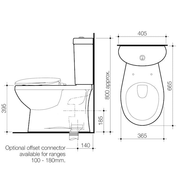 Caroma Profile II Close Coupled Suite - S Trap, Soft Close Seat