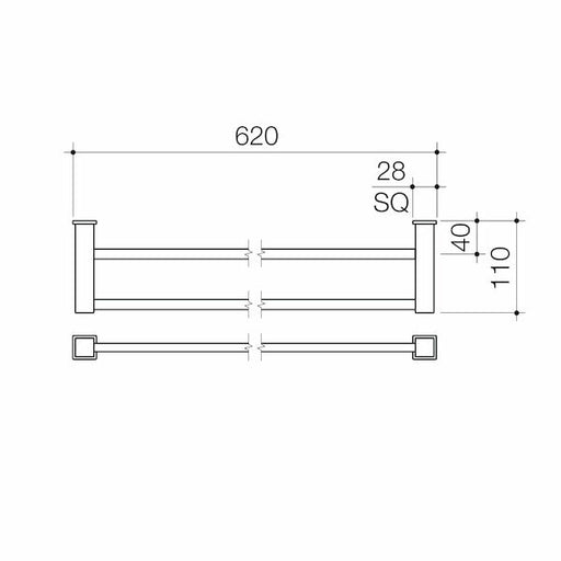 Caroma Quatro Double Towel Rail - 620mm