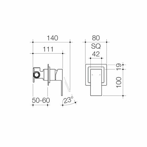 Caroma Quatro Solid Bath/Shower Mixer
