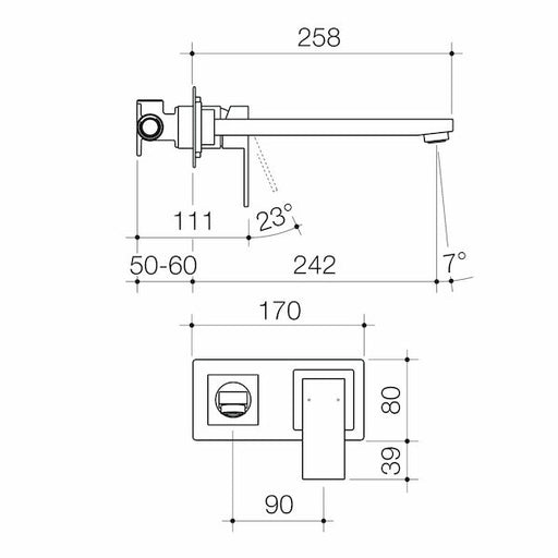 Caroma Quatro Solid Wall Bath Mixer