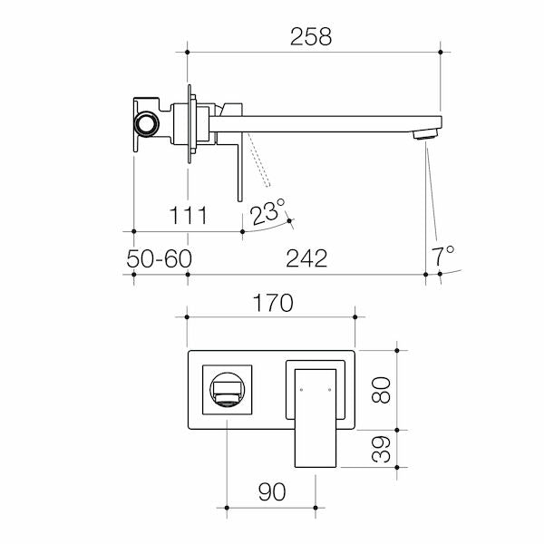 Caroma Quatro Solid Wall Bath Mixer