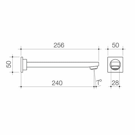 Caroma Quatro Wall Bath Outlet 240mm