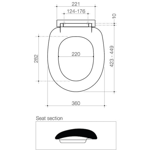 Caroma Profile Soft Close Seat Plastic Hinge with GermGard®